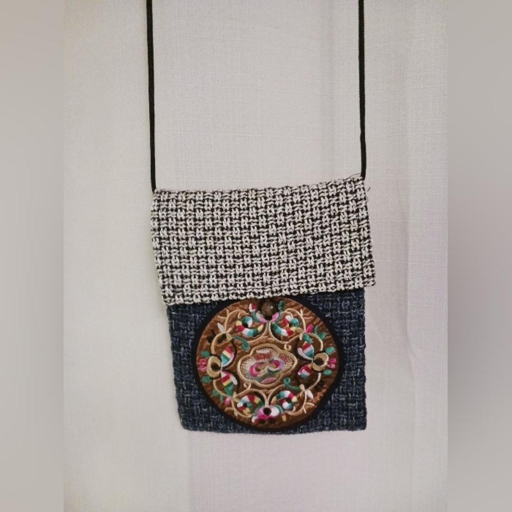 Boho Handmade Embroidered/Textured Small Crossbody Bag